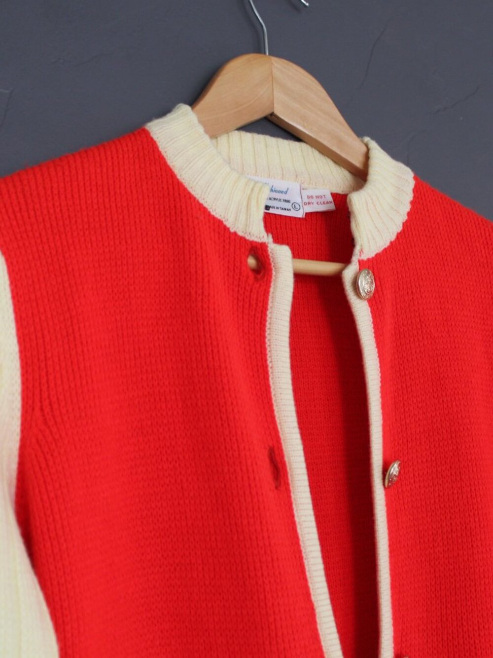 VINTAGE Red knit jacket - Picture 3 of 5
